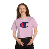 Champion Cropped T-Shirt — Minimal Red Half-Moon Graphic