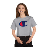 Champion Cropped T-Shirt — Minimal Red Half-Moon Graphic