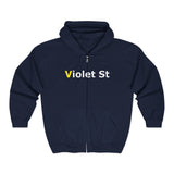 Violet St Full-Zip Hoodie — Minimal Logo Streetwear Jacket