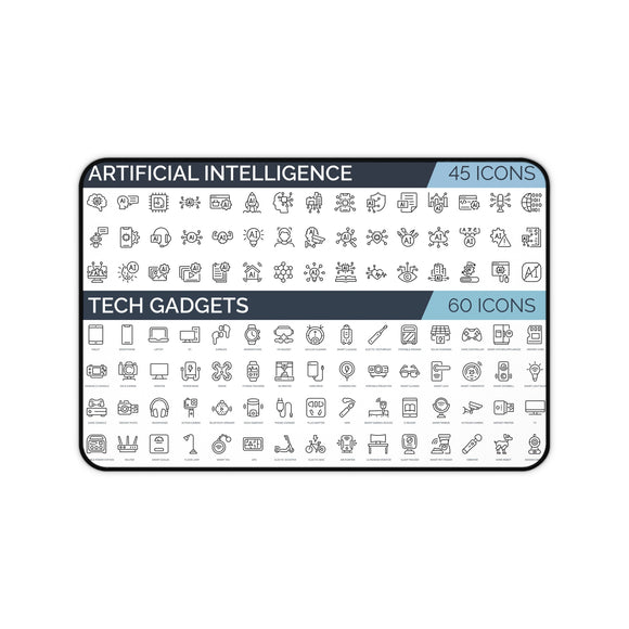 AI / Tech Icons, Desk Mat