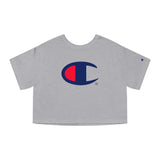 Champion Cropped T-Shirt — Minimal Red Half-Moon Graphic
