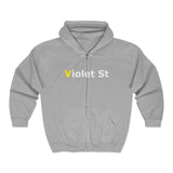 Violet St Full-Zip Hoodie — Minimal Logo Streetwear Jacket