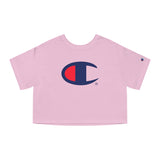 Champion Cropped T-Shirt — Minimal Red Half-Moon Graphic